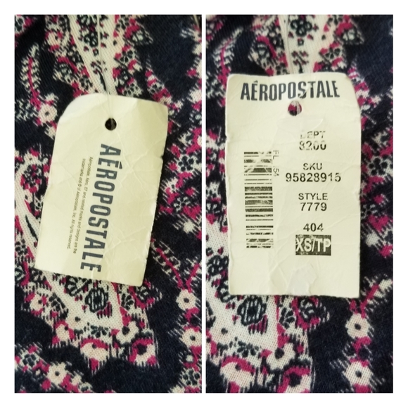 Aeropostal Blue & Pink Paisley Flare Leggings - Picture 3 of 5